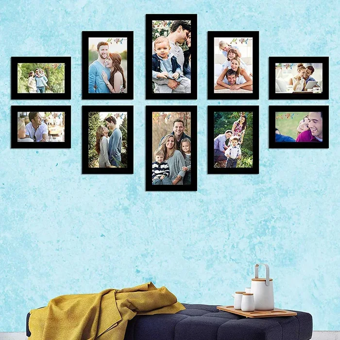 10 Individual Black Wall Photo Frames Wall Decor Set ( Size 5″ x 7″, 6″ x 8″, 6″ x 10″ )
