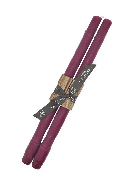 12″ Wild Plum Bamboo Taper Candles, Pair