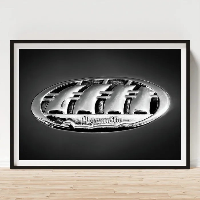 1938 Plymouth Sedan Emblem -0458bw Art Print