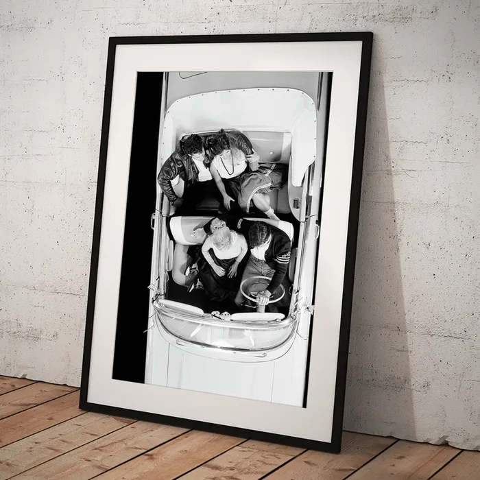 1950s Two Teen Couples In Convertible Art Print