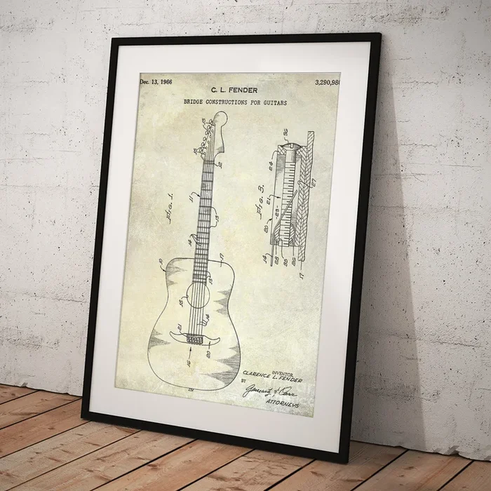 1966 Fender Acoustic Guitar Patent Art Print