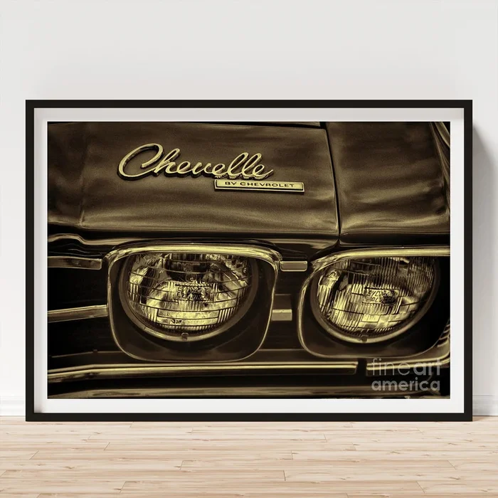 1969 Chevelle SS 396 Headlights retro sepia Art Print
