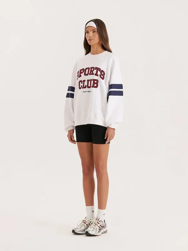 4th & Reckless White Oversized Sports Club Slogan Sweatshirt