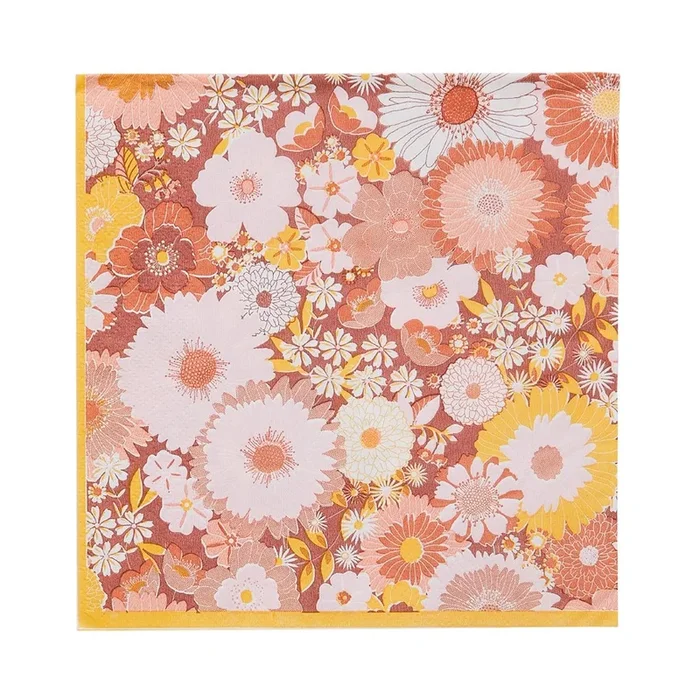 70’s Floral Rust Paper Napkin Pack of 40