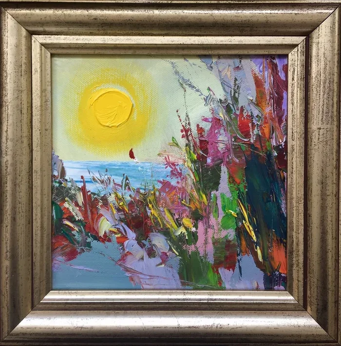 ‘AUTUMN BEACH’ OIL PAINTING ON CANVAS FRAMED READY TO HANG (2017) Oil painting by Ewa Czarniecka