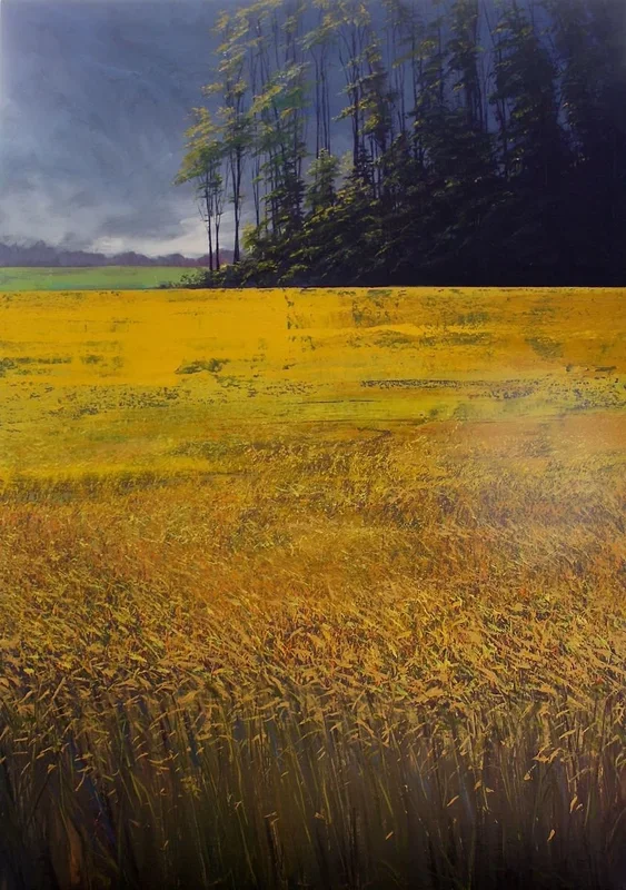 ‘Blue Trees Copse III’ Large English Landscape Oil Painting (2019) Oil painting by Simon Jones