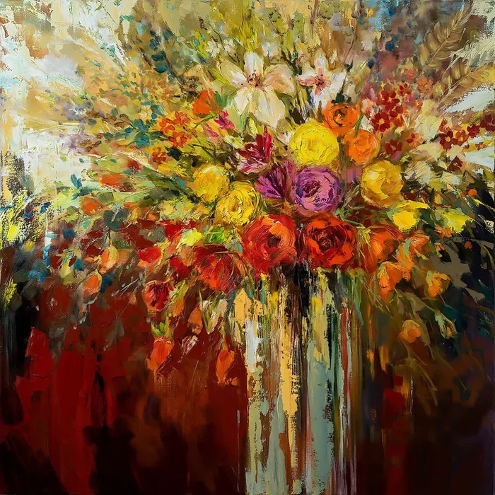 ‘Bunch of Roses’ (2016) Oil painting by Ewa Czarniecka