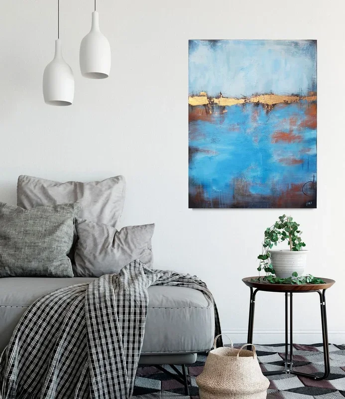 ‘COPPER HORIZONT’ abstract colorfield | seascape (2019) Acrylic painting by Stefanie Rogge