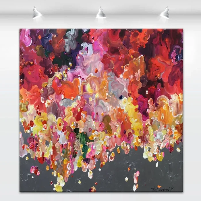 ‘Floresco’ – 48×48″ (2018) Acrylic painting by Tatiana Georgieva