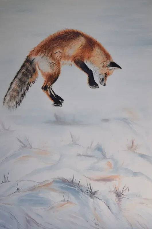‘Hunting in the snow’ (2018) Oil painting by Nicola Colbran