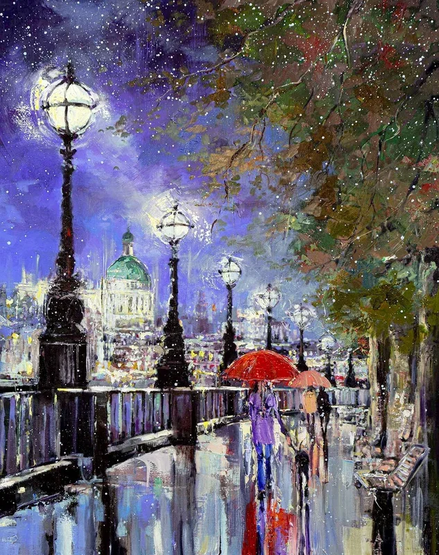 ‘St Paul’s Snowy Evening’ Oil painting by Ewa Czarniecka