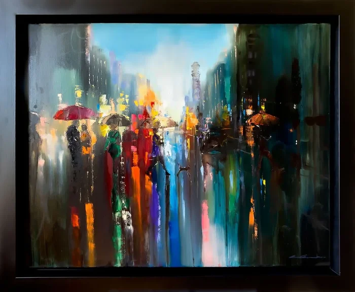 ‘Stroll Between The Raindrops’ (2015) Oil painting by Ewa Czarniecka