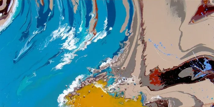 “Abstract Seascape” LARGE Painting 60×120 cm (2018) Acrylic painting by Irini Karpikioti