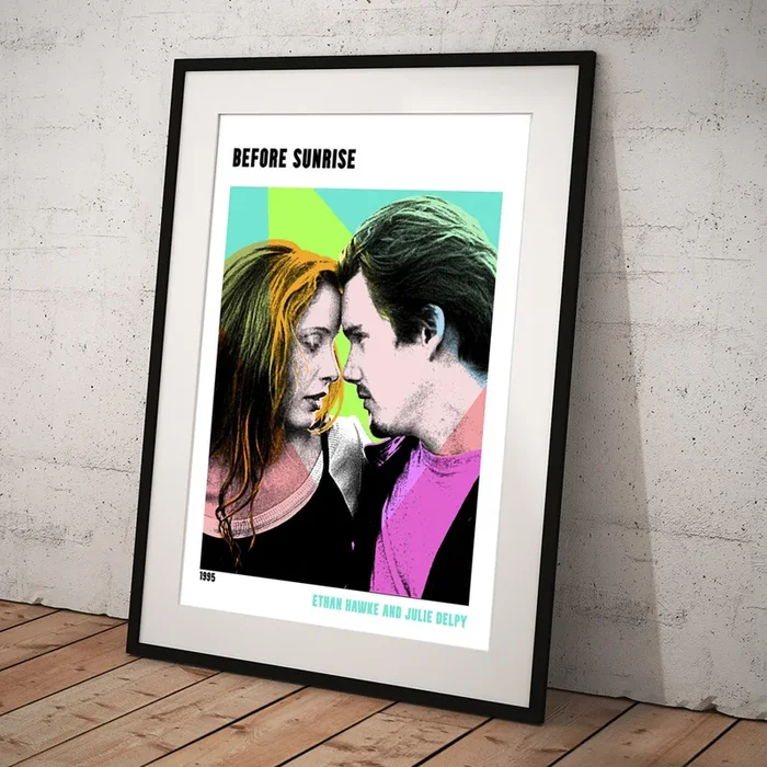 ”Before Sunrise”, 1995, movie poster, with synopsis Art Print