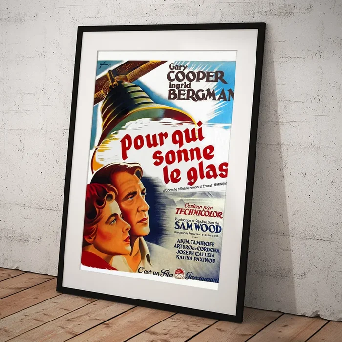 ”For Whom the Bell Toll”, with Gary Cooper and Ingrid Bergman, 1943 -b- art by Boris Grinsson Art Print