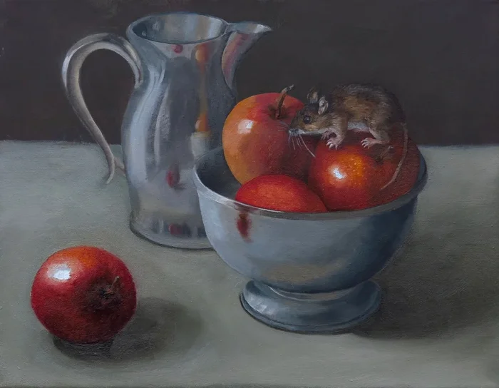 A Mouse’s Feast (2020) Oil painting by Grace Diehl
