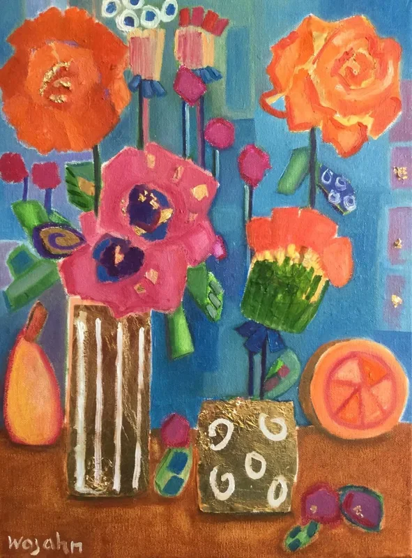 “A Saturday Song” (2019) Mixed-media painting by Holly Wojahn
