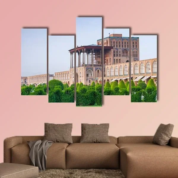Aali Qapu Palace Facade and Garden Canvas Wall Art
