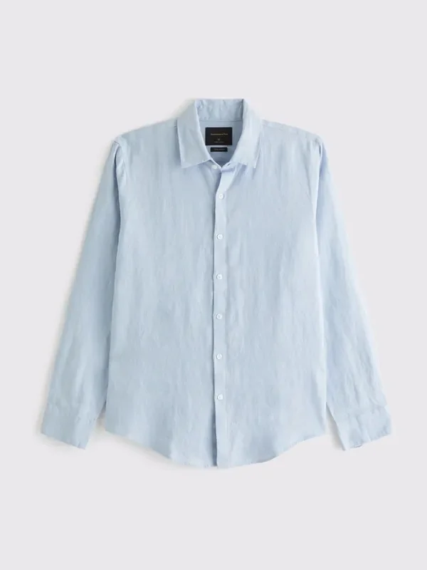 Abercrombie & Fitch Blue Long Sleeve Linen Shirt