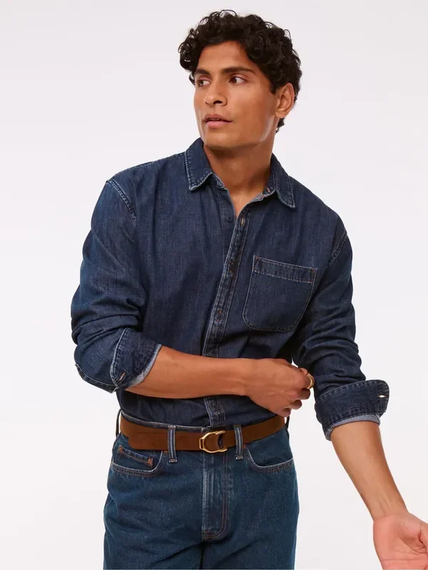 Abercrombie & Fitch Dark Blue Denim Button-Up Shirt