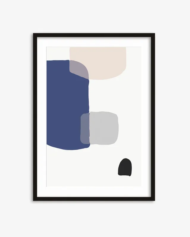 Abstract Blue Shapes Art Print
