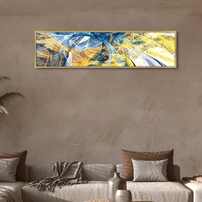 Abstract Designs Canvas Painting Wall Art Print, Decorative Luxury Paintings for Home, Living room D̩cor (Blue, 13×47 Inch)