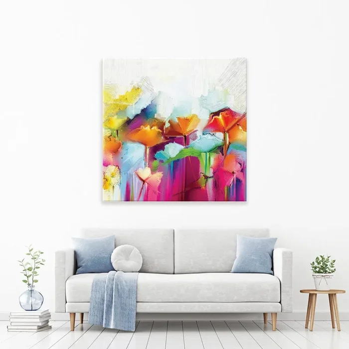 Abstract Flowers Square Canvas Print