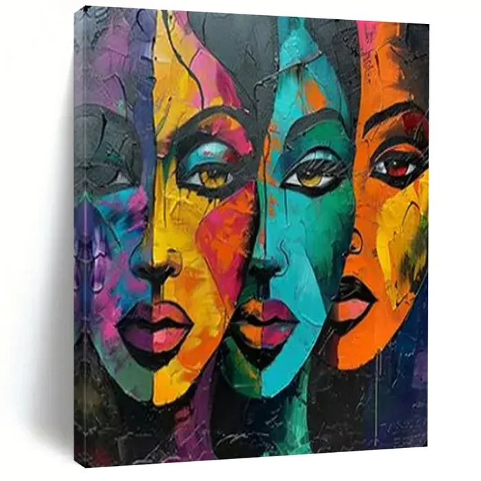 Abstract Painting Colorful Face Art for Living Room & Art Studio Decor LargeART2161