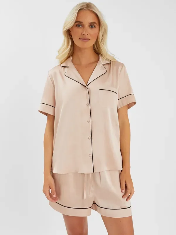 Accessorize Brown Satin Short Pyjamas Set