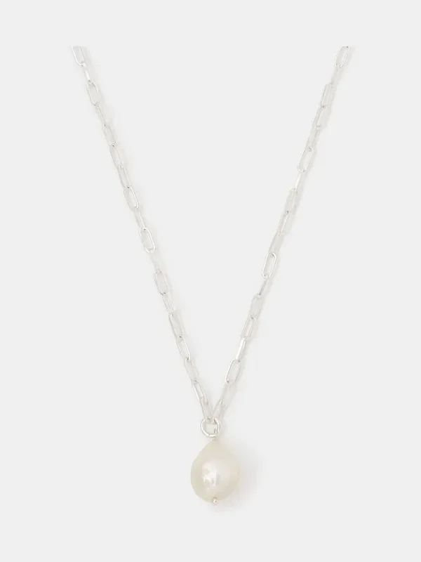 Accessorize Silver Tone Pearl Pendant Necklace