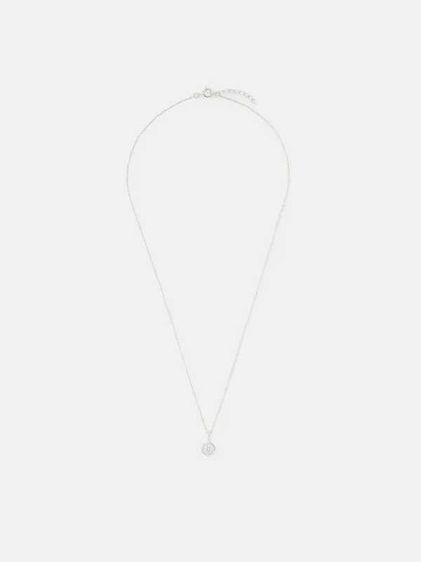 Accessorize Silver Tone Sterling Diamanté Halo Pendant Necklace