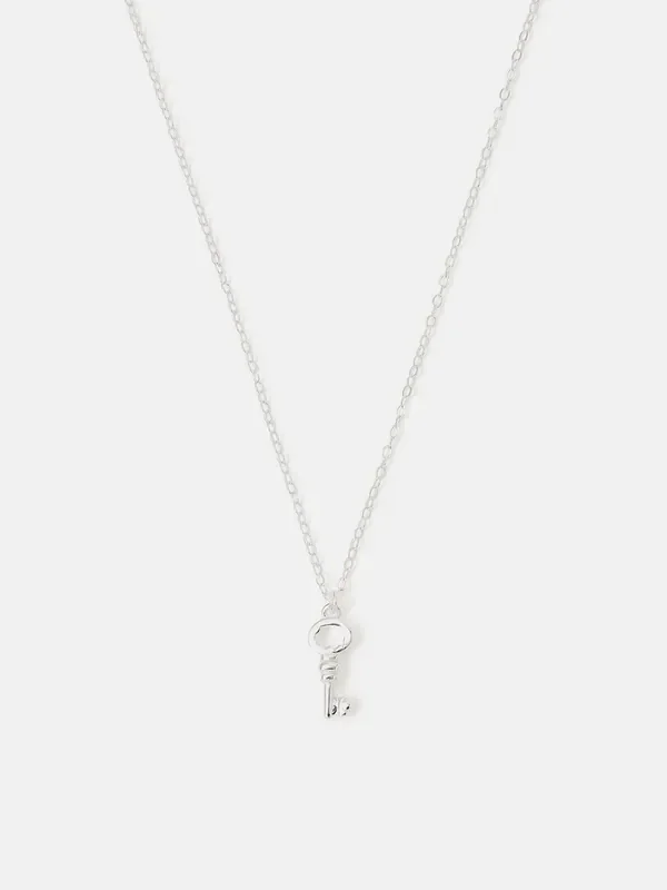 Accessorize Silver Tone Sterling Key Pendant Necklace