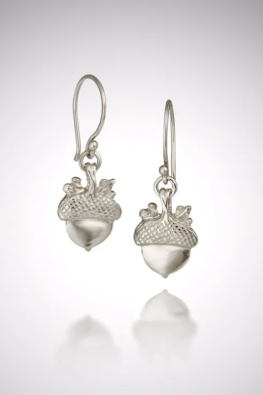 Acorn Drop Earrings – Silver