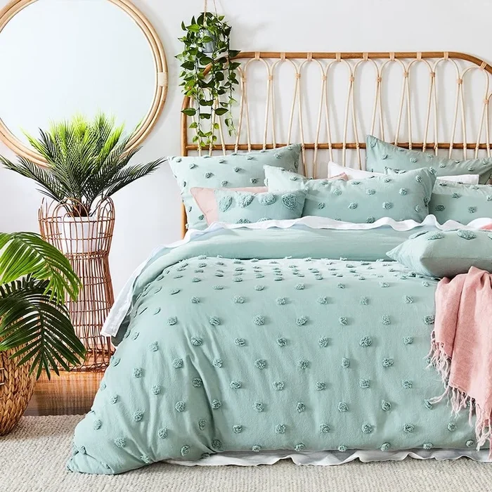 Addison Chenille Mint Quilt Cover Set + Separates