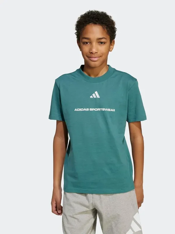 adidas Green Slogan Kids Jersey T-Shirt