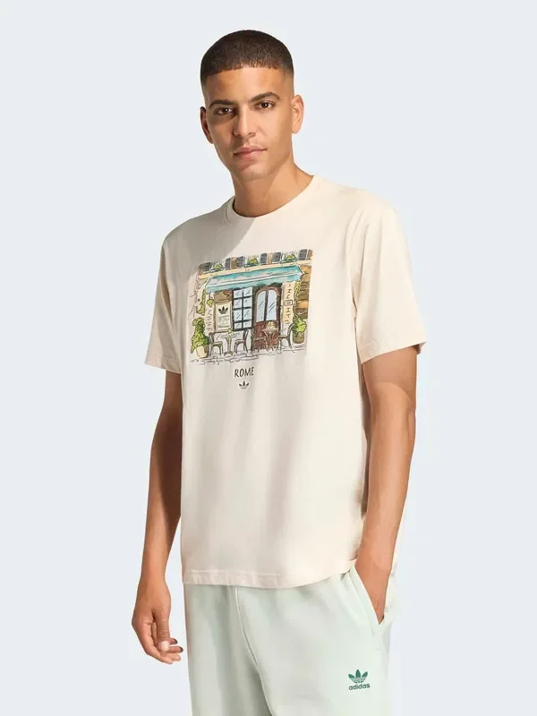 adidas Originals Beige Paint Rome Graphic T-Shirt