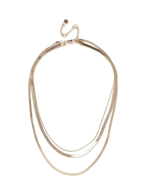 Aela Gold Tone Multirow Snake Chain Necklace
