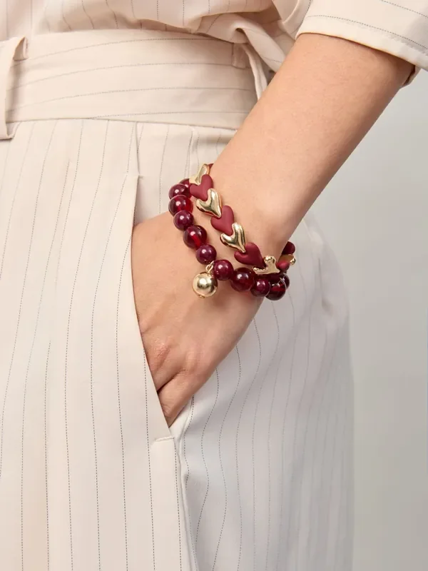 Aela Red Chevron Stretch Bracelet