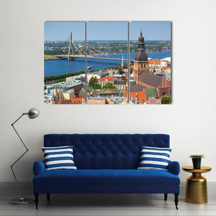 Aerial View of Riga Skyline Canvas Wall Art