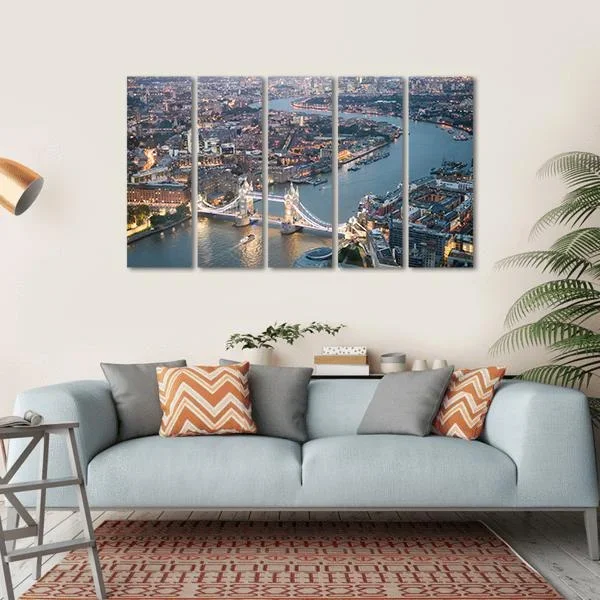 Aerial View Of Tower Bridge Canvas Wall Art