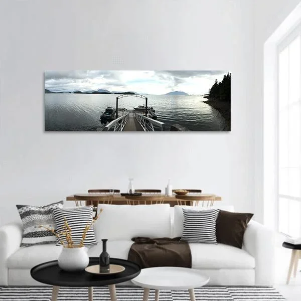 Alaska Harbor Pier And Boat Bay Panoramic Canvas Wall Art