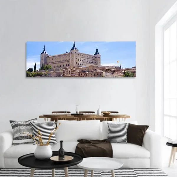 Alcazar In Toledo Spain Panoramic Canvas Wall Art