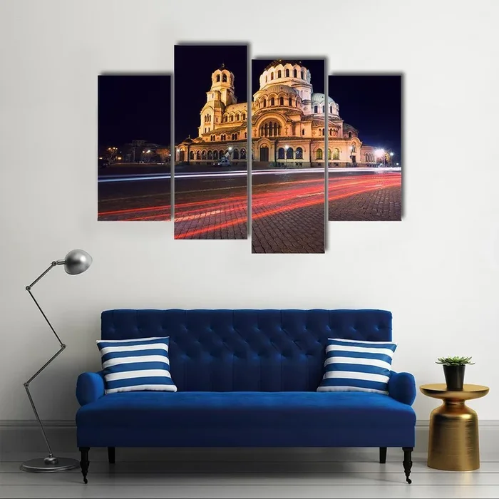 Alexander Nevski Cathedral Night Scene Canvas Wall Art