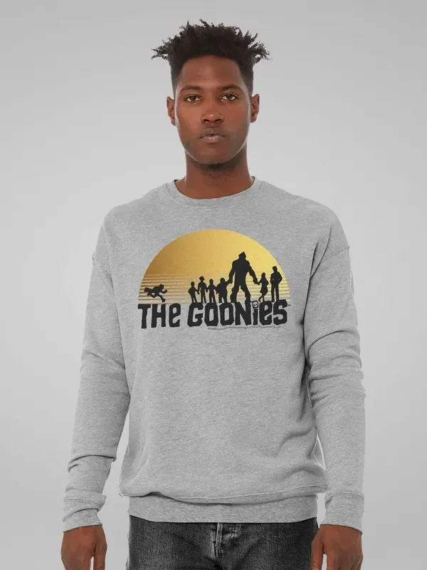 All + Every Grey Mens The Goonies Characters Sunset Silhouette Sweatshirt