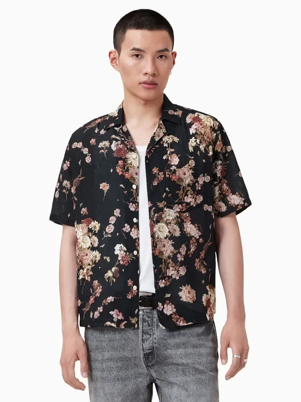 AllSaints Black Armada Short Sleeve Shirt