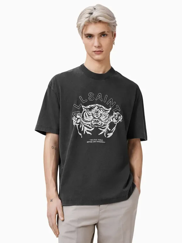 AllSaints Black Cotton Better Days Crew T-Shirt