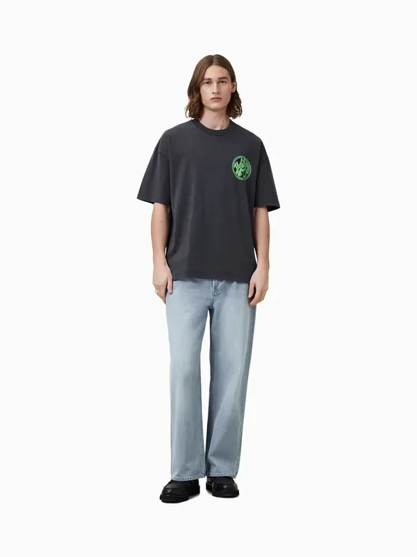AllSaints Black Distortion Crew 100% Cotton T-Shirt