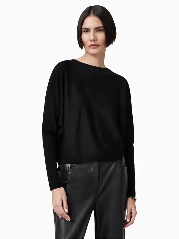 AllSaints Black Julieana Wrap Jumper