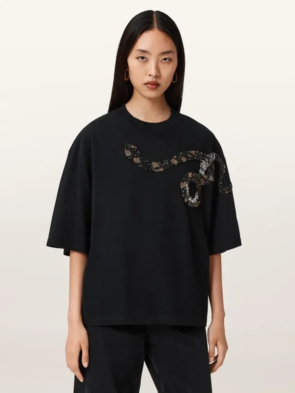 AllSaints Black Ouros Amelie T-Shirt
