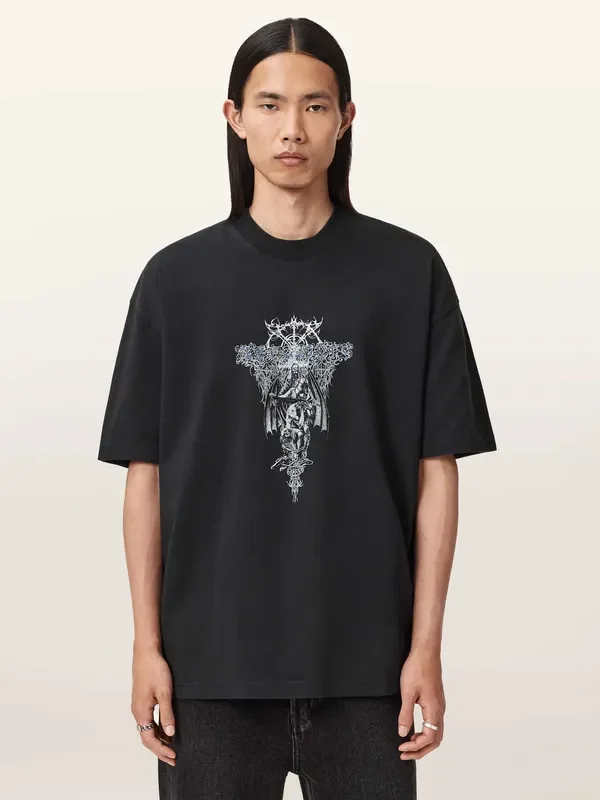AllSaints Black Sword Short Sleeve Crew Neck T-Shirt